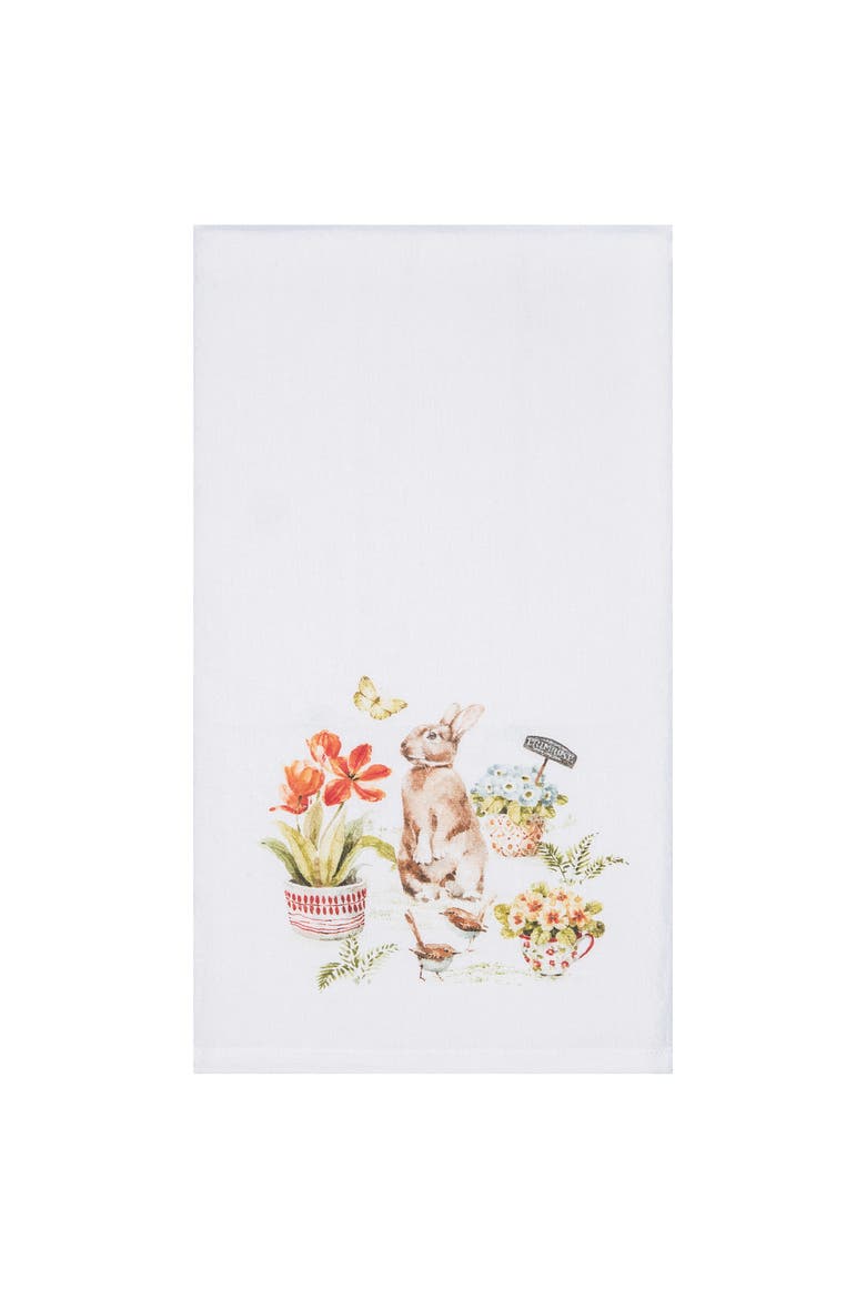 Little Garden Rabbit Bunny Kitchen and Bathroom Graphic Print Hand Towel, Main, color, Green