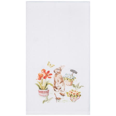 Little Garden Rabbit Bunny Kitchen and Bathroom Graphic Print Hand Towel