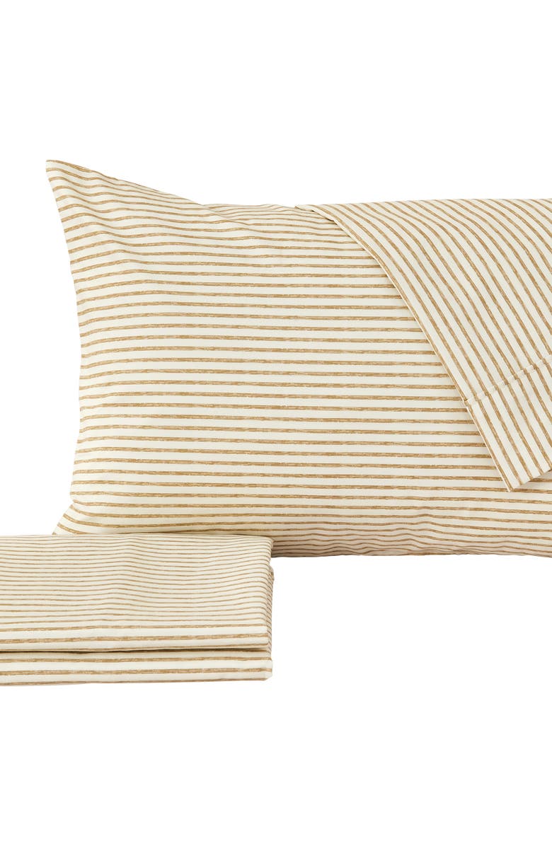 Woven & Weft Stripe Microfiber Sheet Set, Alternate, color, Light Taupe