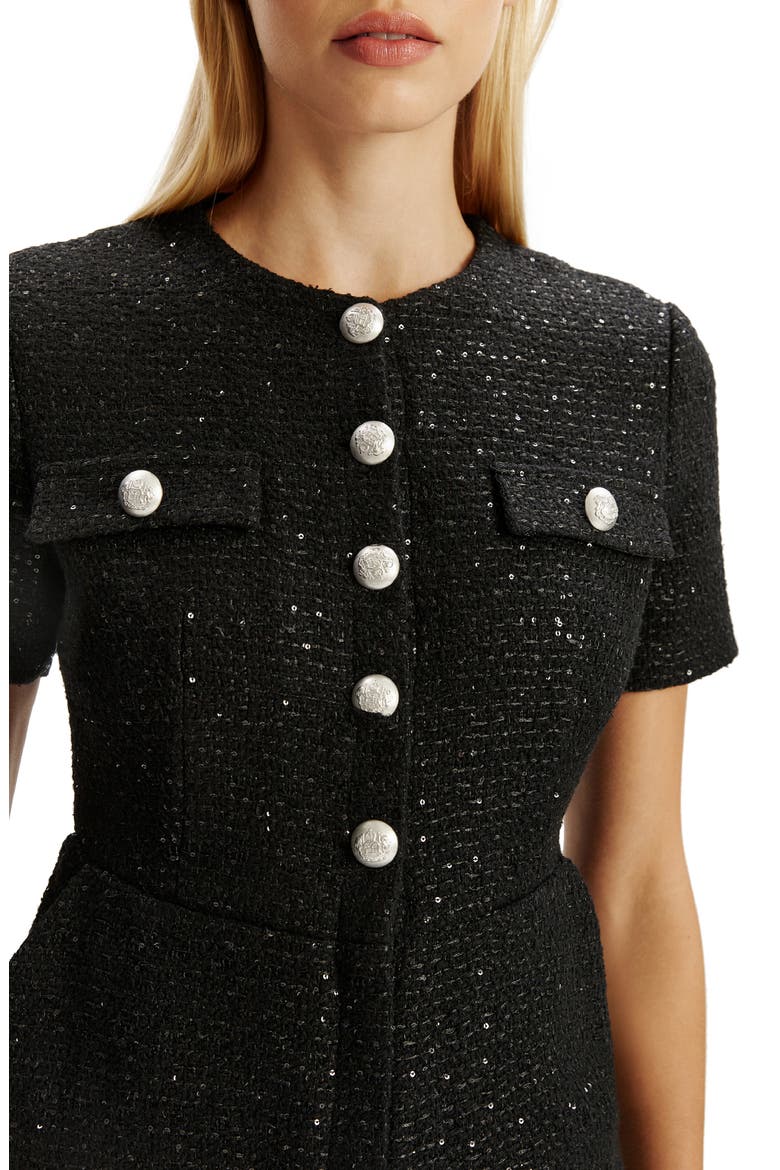 Estelle Bouclé Romper, Alternate, color, BLACK