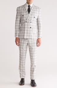 Gino Vitale Slim Fit Check Double Breasted Suit