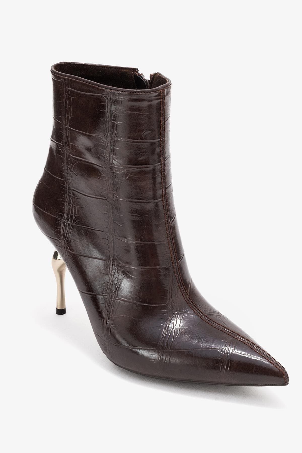  Brown Print Faux Leather