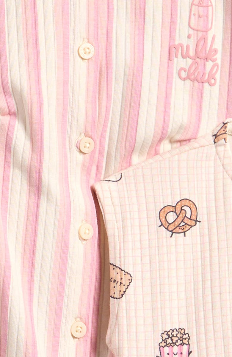 NEXT 3-Pack Milk Club Rompers, Alternate, color, Pink