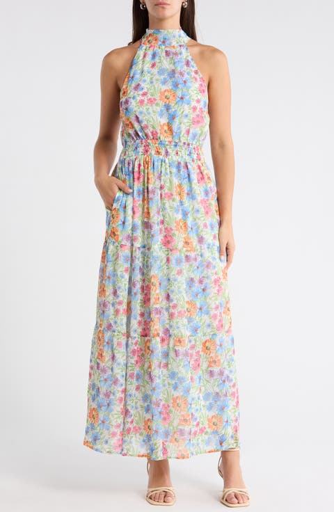 Ezia Garden Jetter Halter Maxi Dress