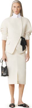 Lanvin White Belted Jacquard Jacket