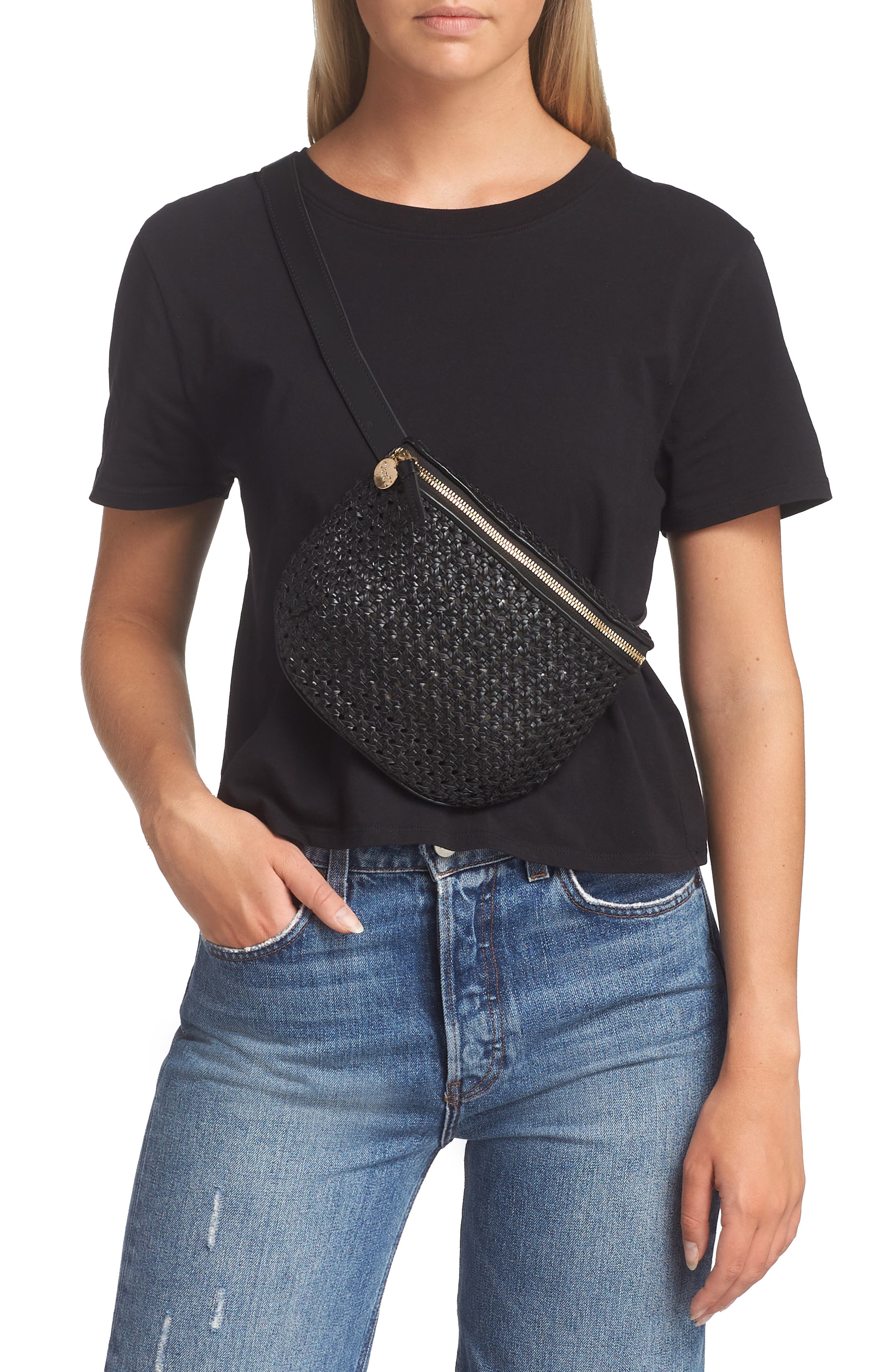Clare V. Woven Leather Belt Bag, Alternate, color, 