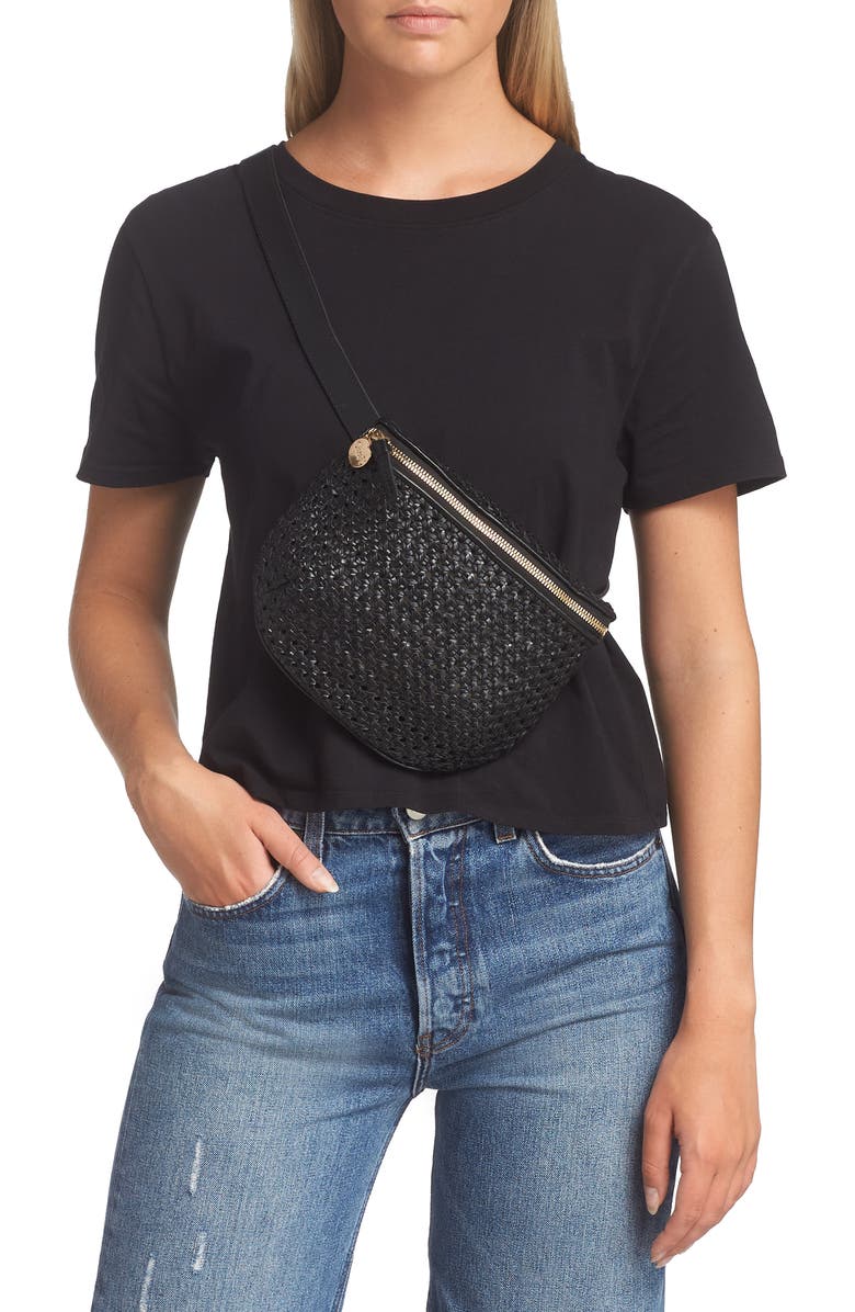 Clare V. Woven Leather Belt Bag, Alternate, color,