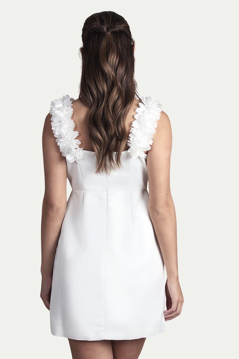 3D Floral Bardot Bridal Mini Dress, Alternate, color, Ivory