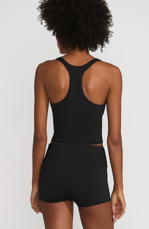 Lands' End Chlorine Resistant High Neck Racerback Midkini Swimsuit Top In Black