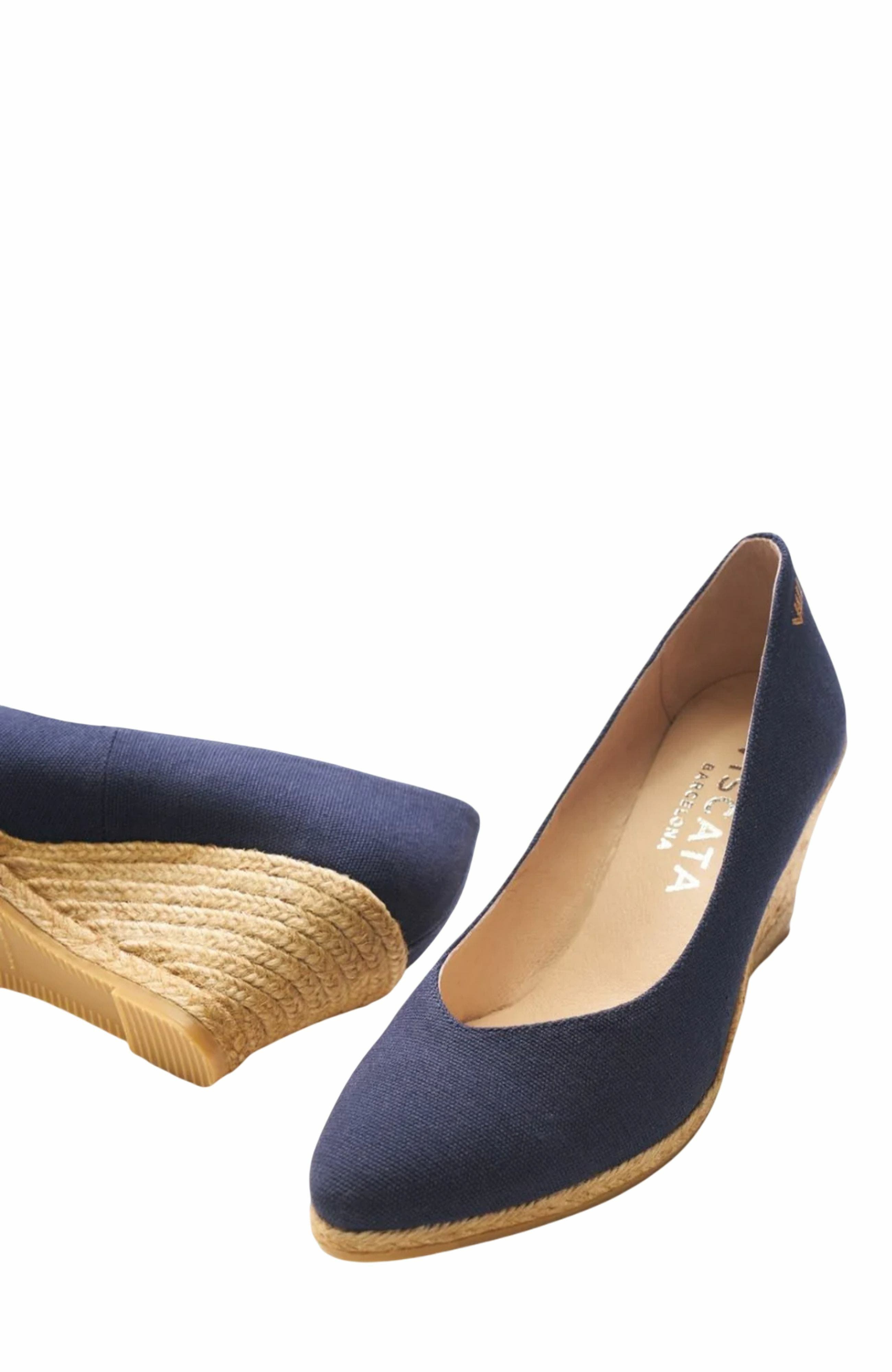 Roses Canvas V Cut Espadrille Wedges, Alternate, color, Navy Blue