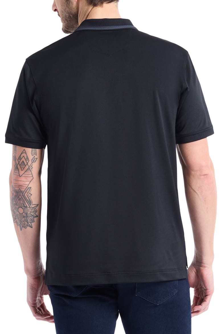 Monkey Business Embroidered Cotton Piqué Polo, Alternate, color, BLACK