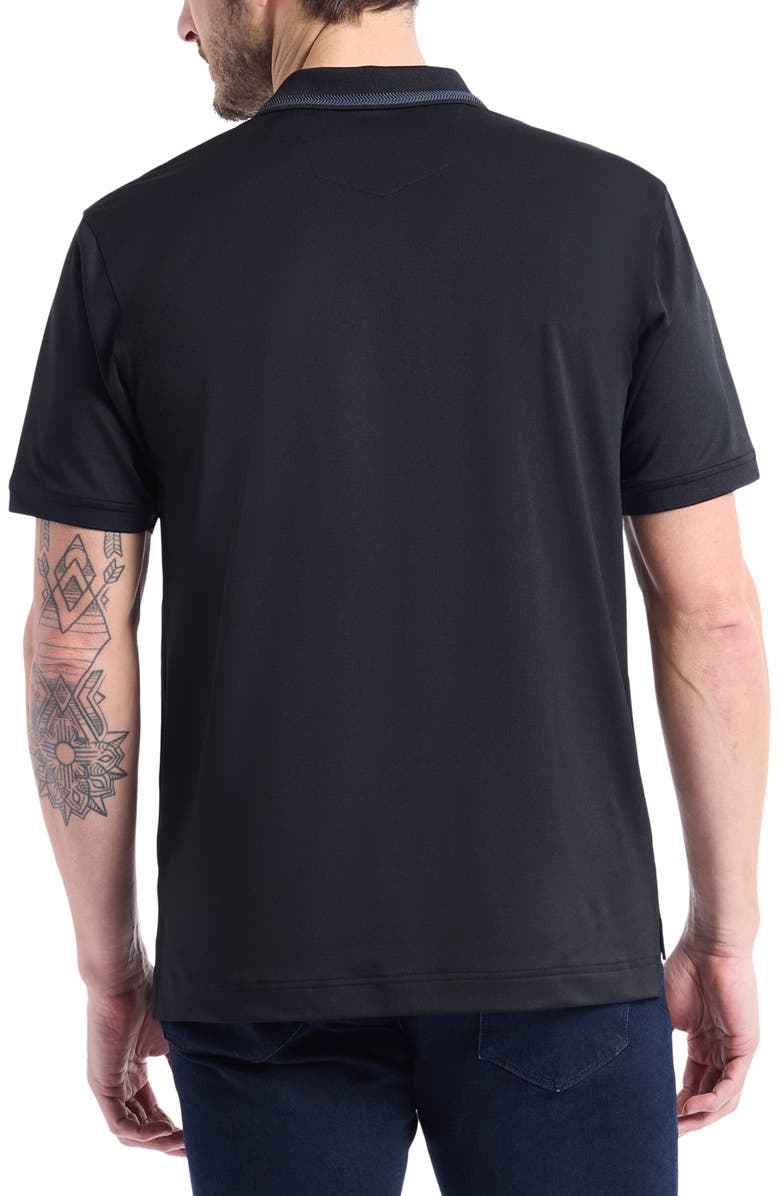 Robert Graham Monkey Business Embroidered Cotton Piqué Polo, Alternate, color, Black