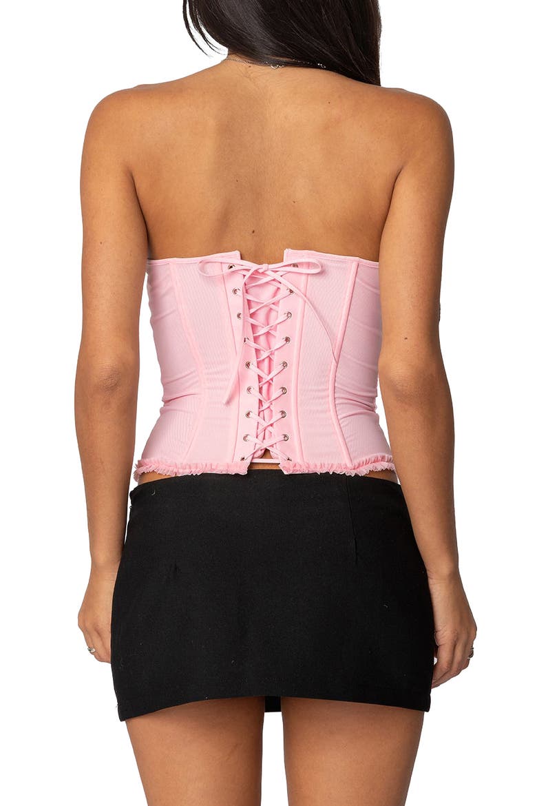 Deirdre Lace-Up Strapless Mesh Corset Top, Alternate, color, PINK