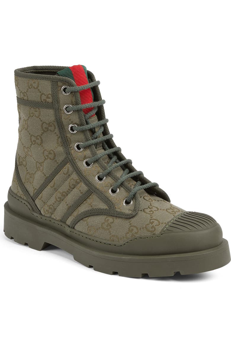 Gucci New Sherlin Combat Boot, Main, color, Olive