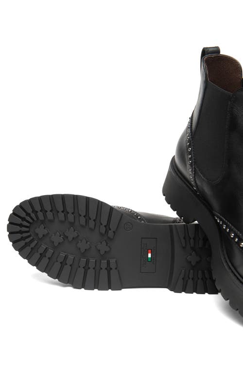 Nerogiardini Brogue Leather Chelsea Ankle Booties In Black