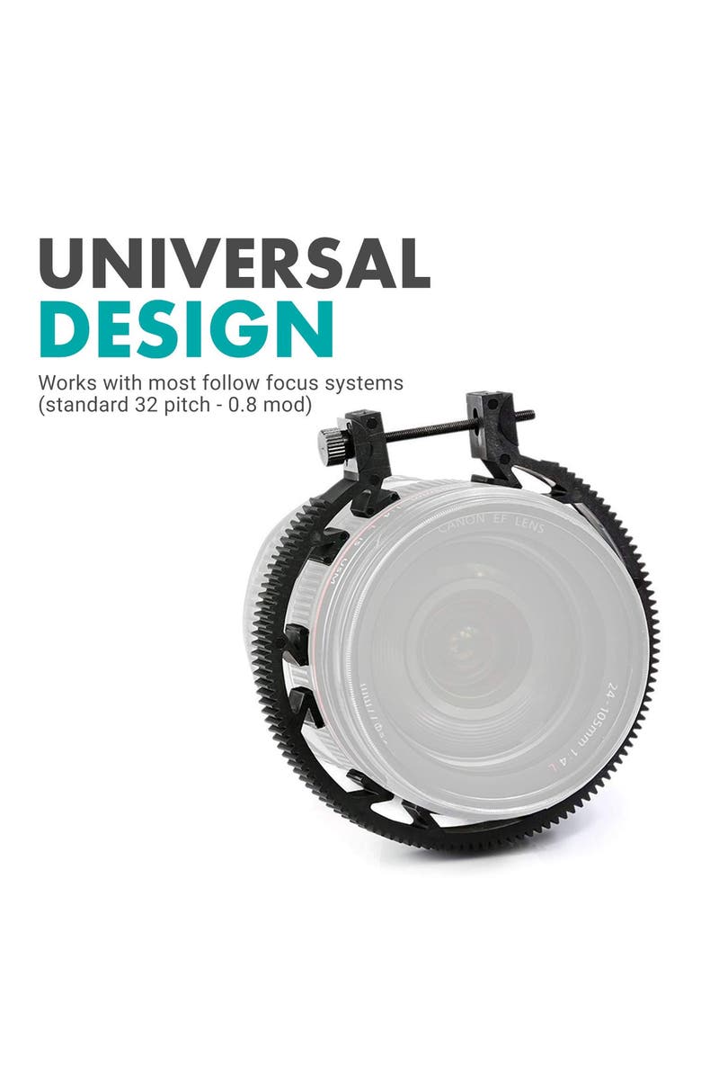 MOVO FR3 Adjustable 3-Piece Follow Focus Ring Gear Set - Includes 65mm, 75mm and 85mm Lens Rings, Alternate, color, Black
