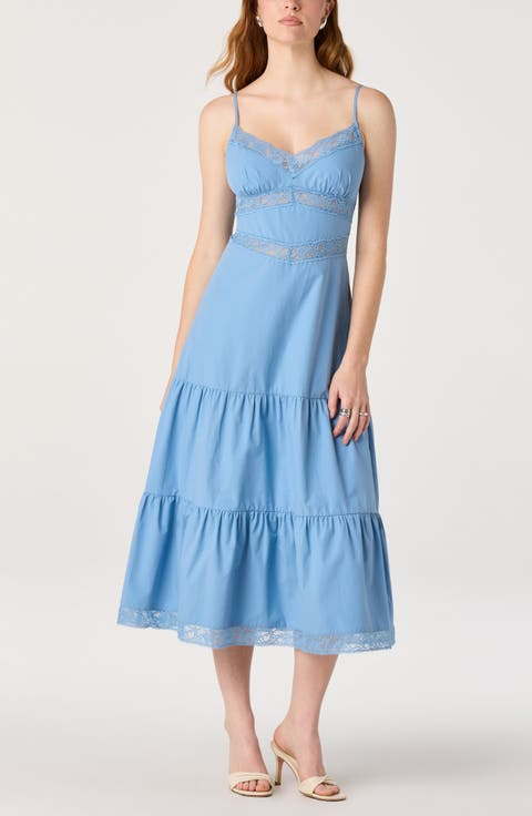 Berenice Lace Detail Tiered Cotton Dress