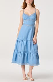 ASTR the Label Berenice Lace Detail Tiered Cotton Dress