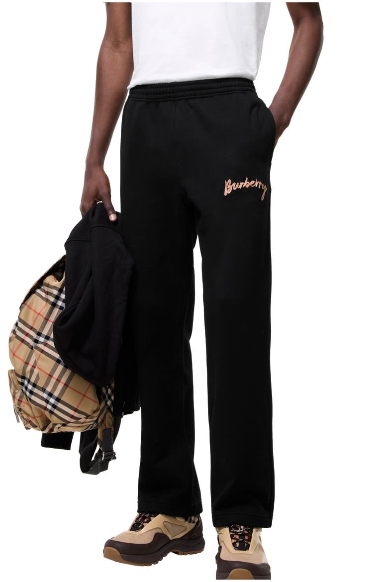 Logo Cotton Track Pants, Main, color, Black