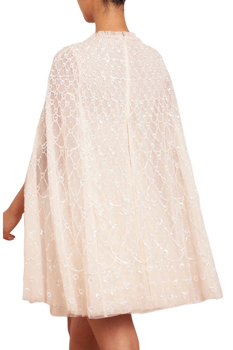 Heart Lattice Micro Mini Dress, Alternate, color, Cream