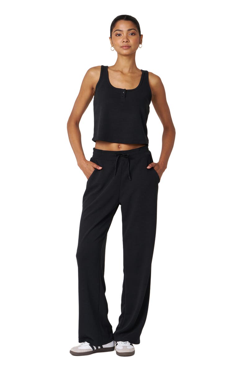 Rebody Active Retreat Waffle Wide Leg Pant 30", Main, color, Black