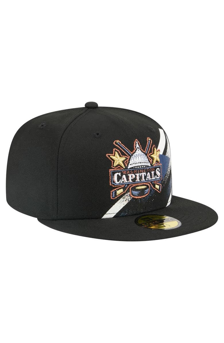 New Era Men's New Era Black Washington Capitals Faded Lines 59FIFTY Fitted Hat, Alternate, color, Black