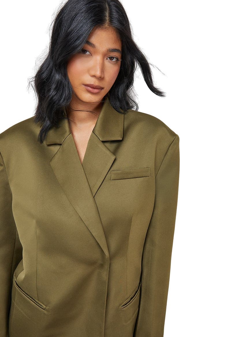 Premium Satin Oversized Blazer, Alternate, color, Olive