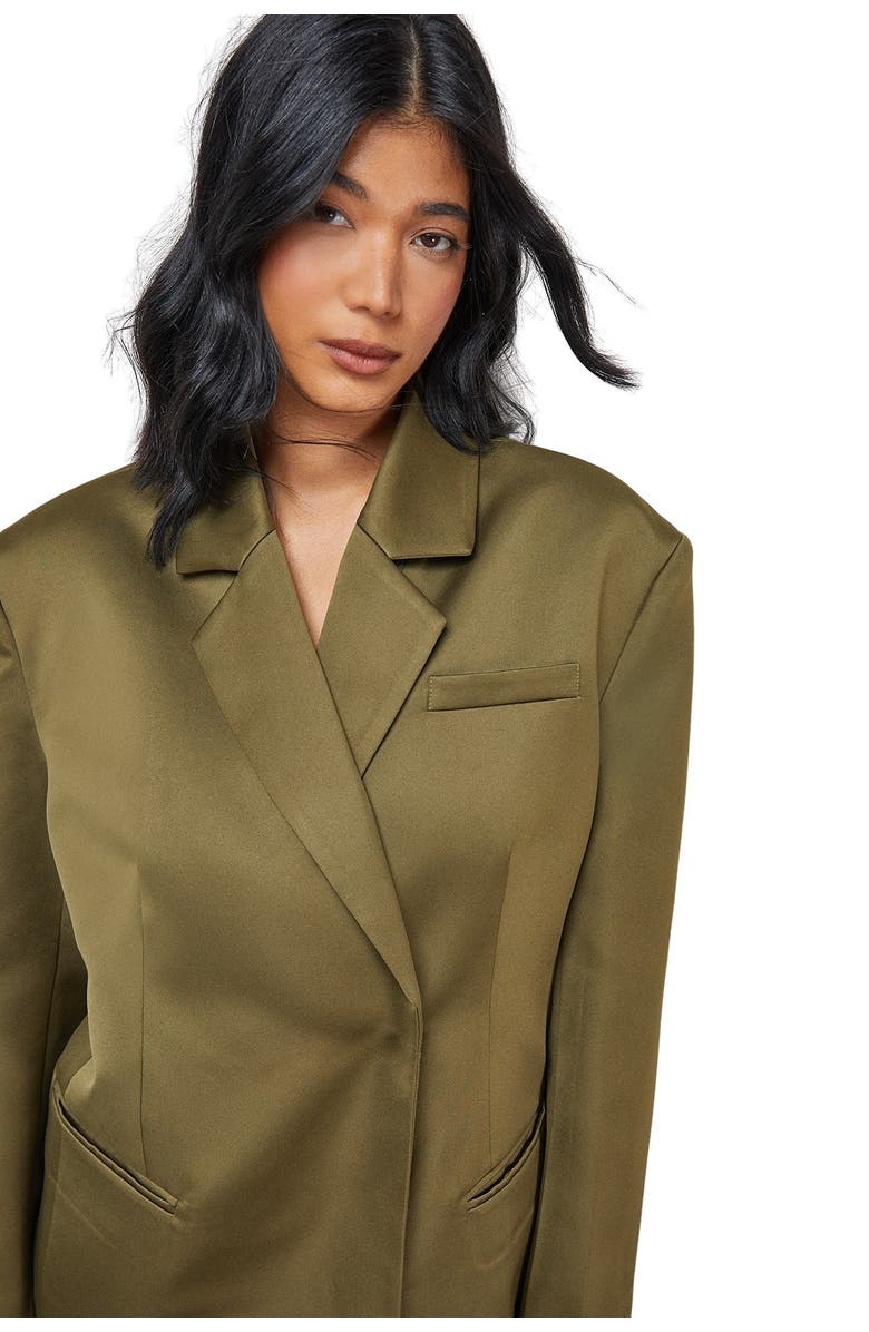 Warehouse Premium Satin Oversized Blazer, Alternate, color, Olive