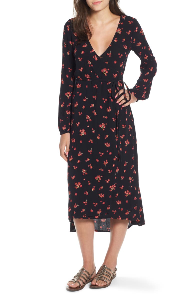 Billabong Forever Wild Floral Print Wrap Dress, Main, color, 