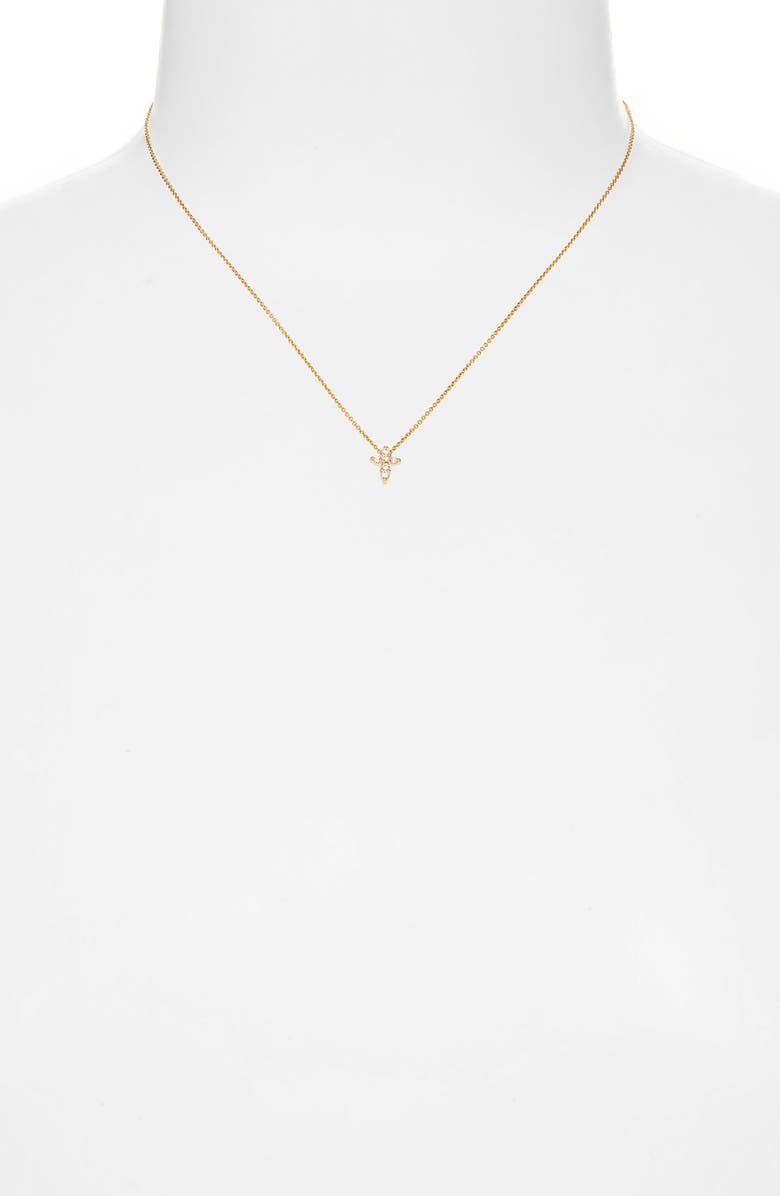 Roberto Coin 'Tiny Treasures' Diamond Cross Pendant Necklace, Alternate, color, 