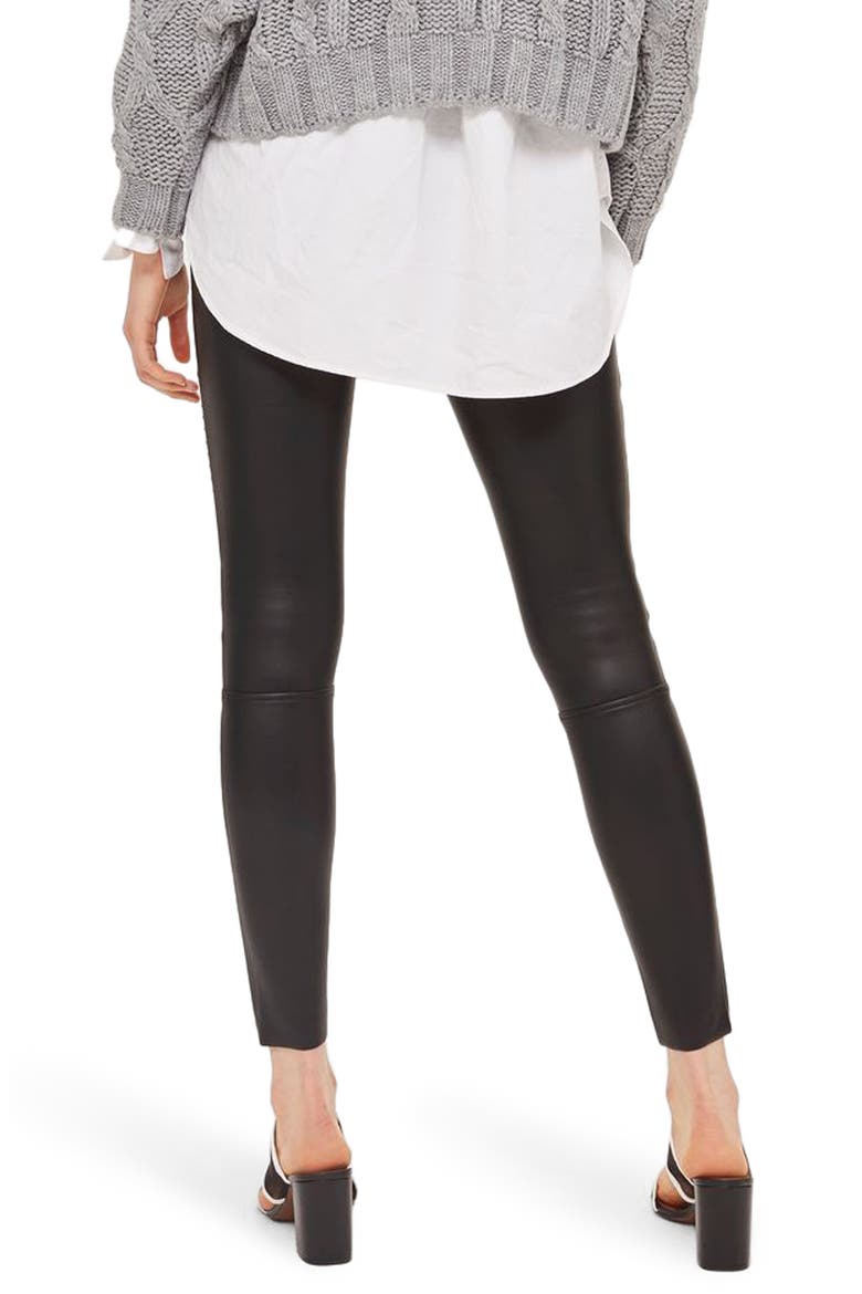 Skinny Faux Leather Biker Pants, Alternate, color, BLACK