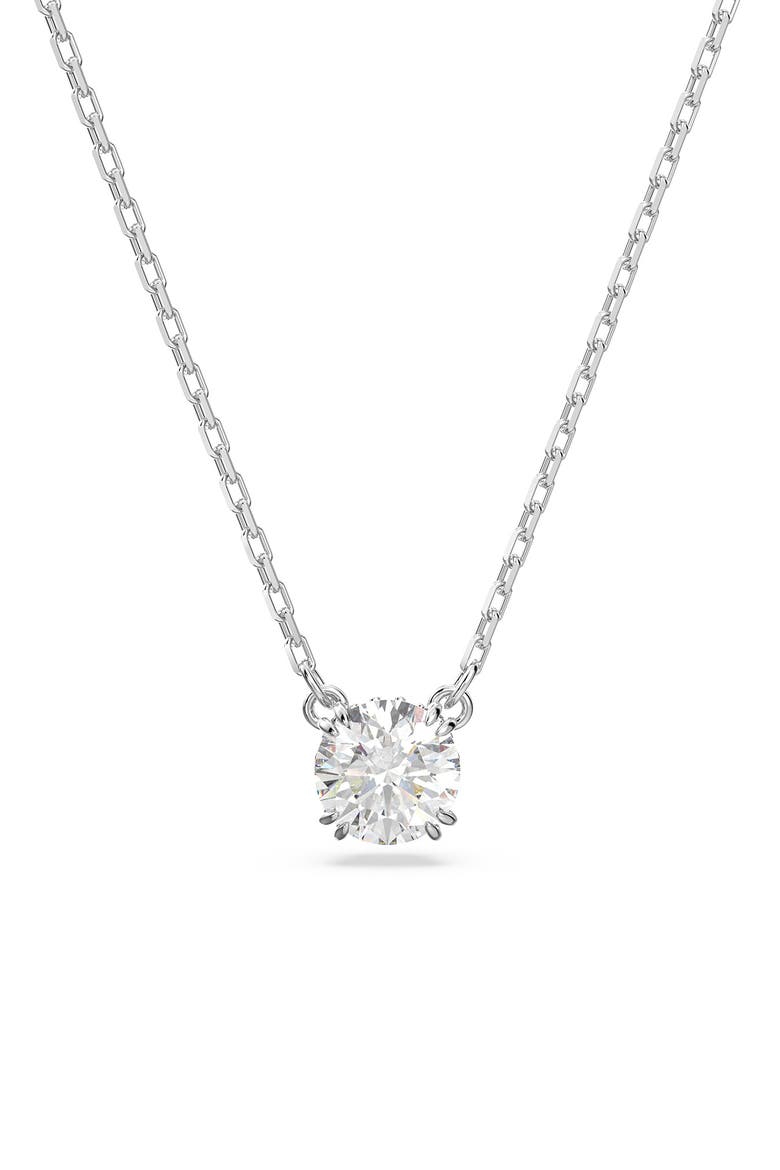Stilla Crystal Pendant Necklace, Main, color, SILVER