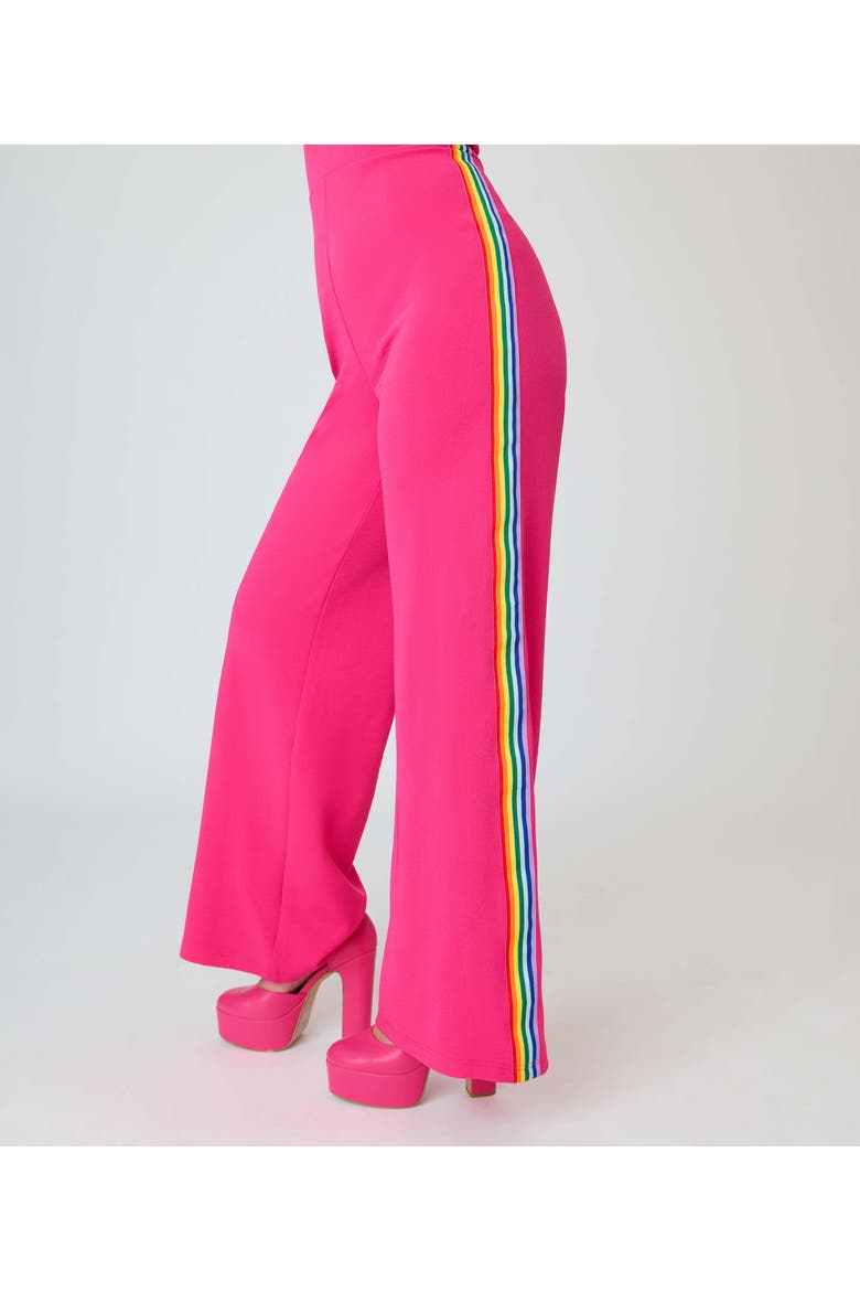 Sashed Sleeveless Halter Glamour Goddess Jumpsuit, Alternate, color, Pink Solid