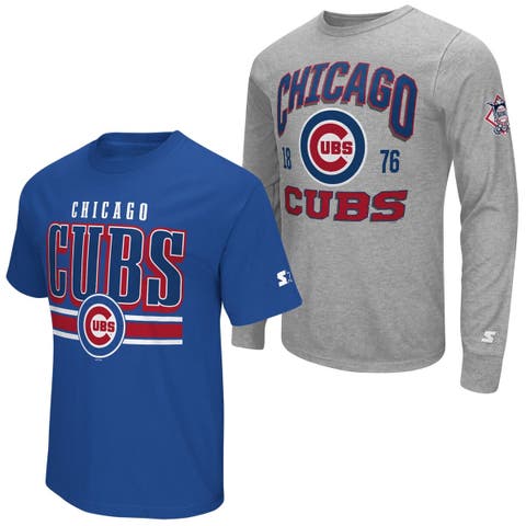 Men's Starter  Heather Gray/Royal Chicago Cubs Two-Pack Long Sleeve & Short Sleeve T-Shirt Set