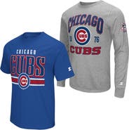 STARTER Men's Starter Heather Gray/Royal Chicago Cubs Two-Pack Long Sleeve & Short Sleeve T-Shirt Set