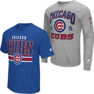 STARTER Men's Starter Heather Gray/Royal Chicago Cubs Two-Pack Long Sleeve & Short Sleeve T-Shirt Set