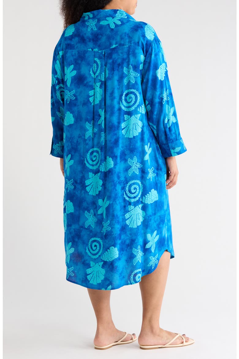 Tropical Long Sleeve Shirtdress, Alternate, color, BLUE