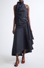 Zimmermann Valiant Draped Denim Halter Dress