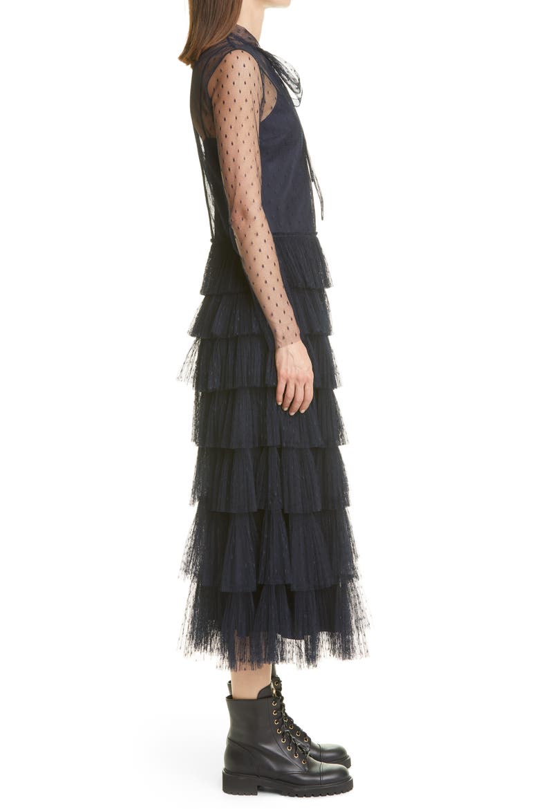 Lace A-Line Jersey Shift Minidress, Alternate, color, 0NO NERO