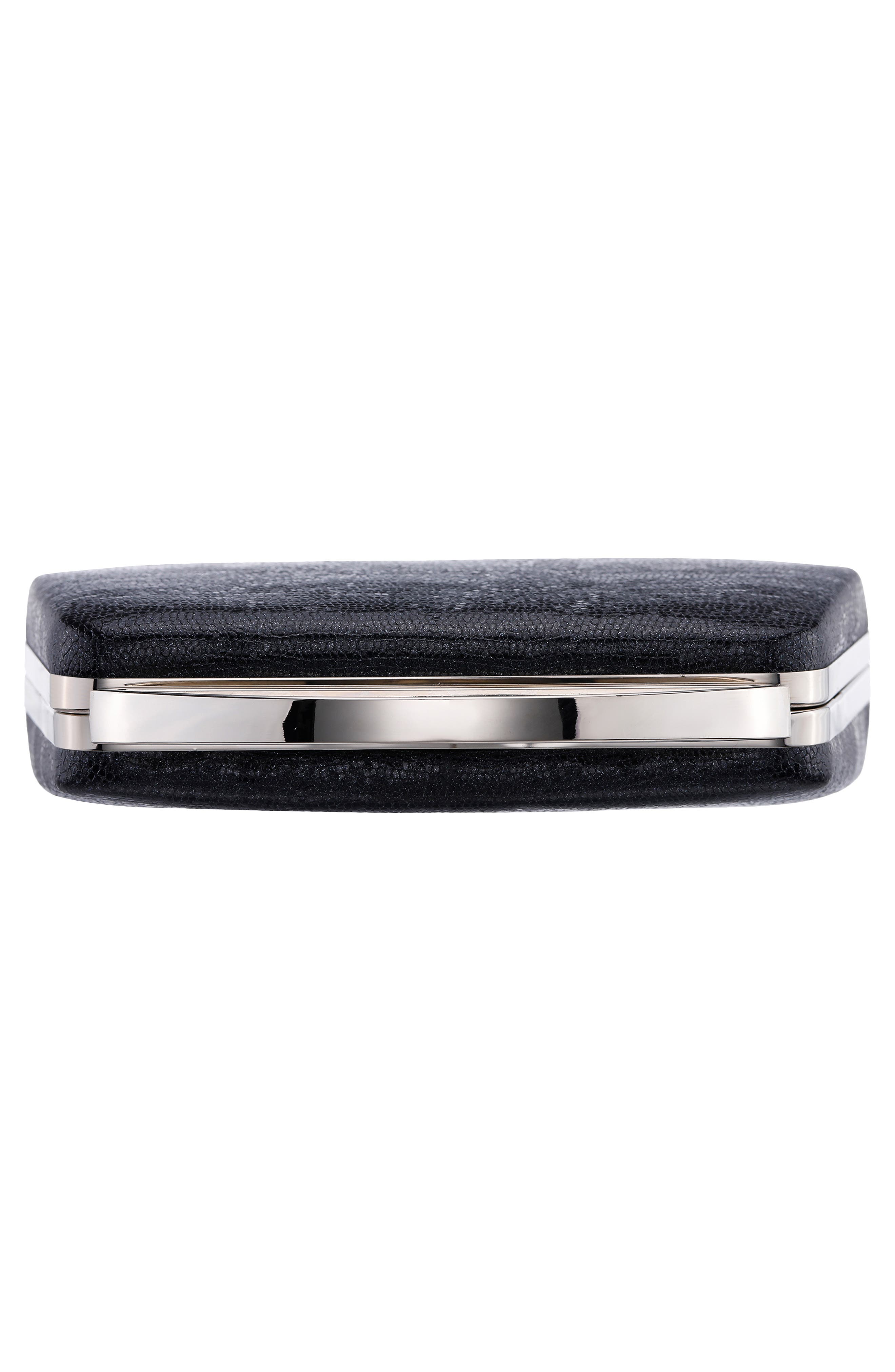 Genesis Faux Leather Clutch, Alternate, color, BLACK