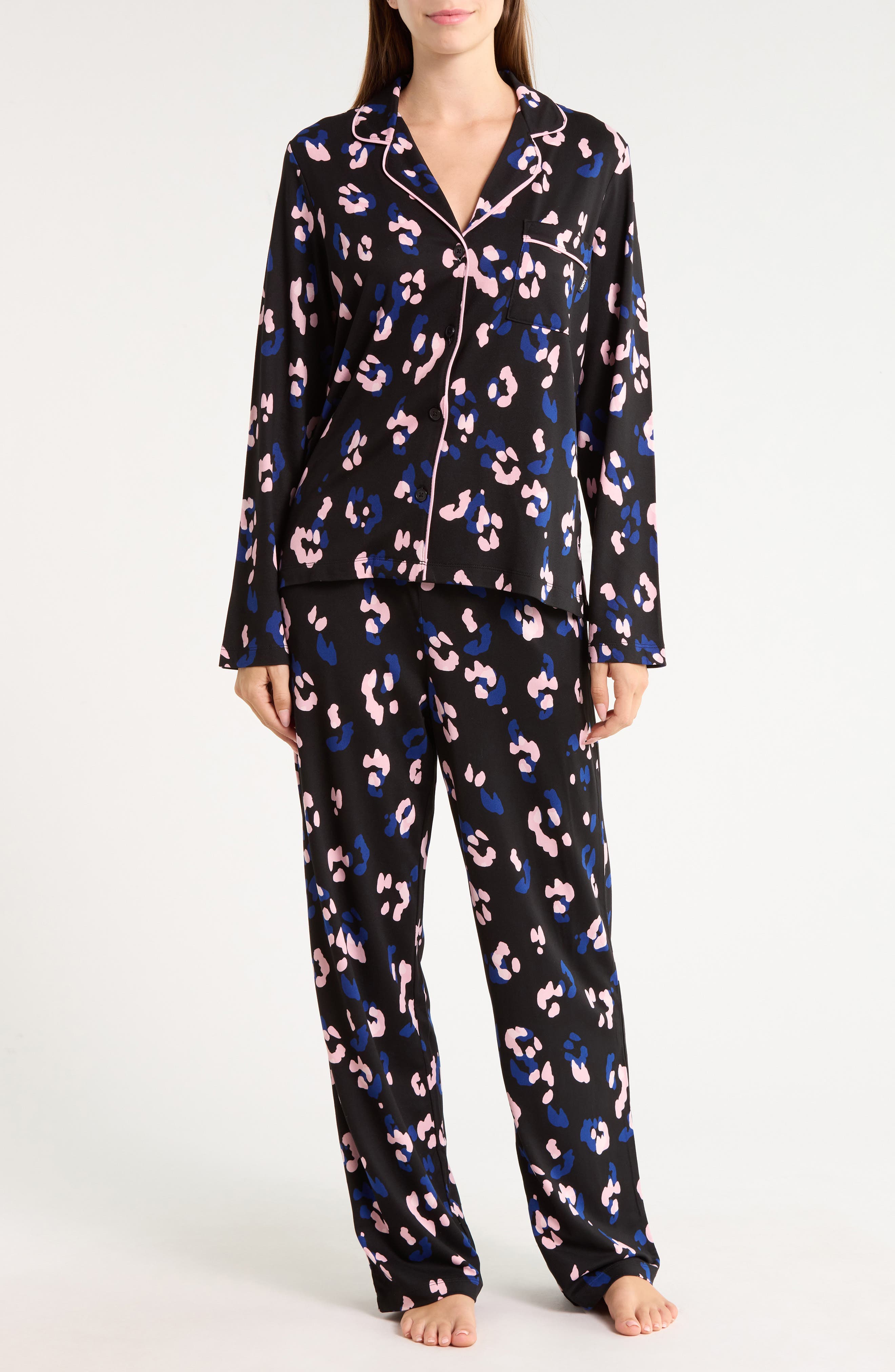 Notch Collar Top and Pants Pajama Set