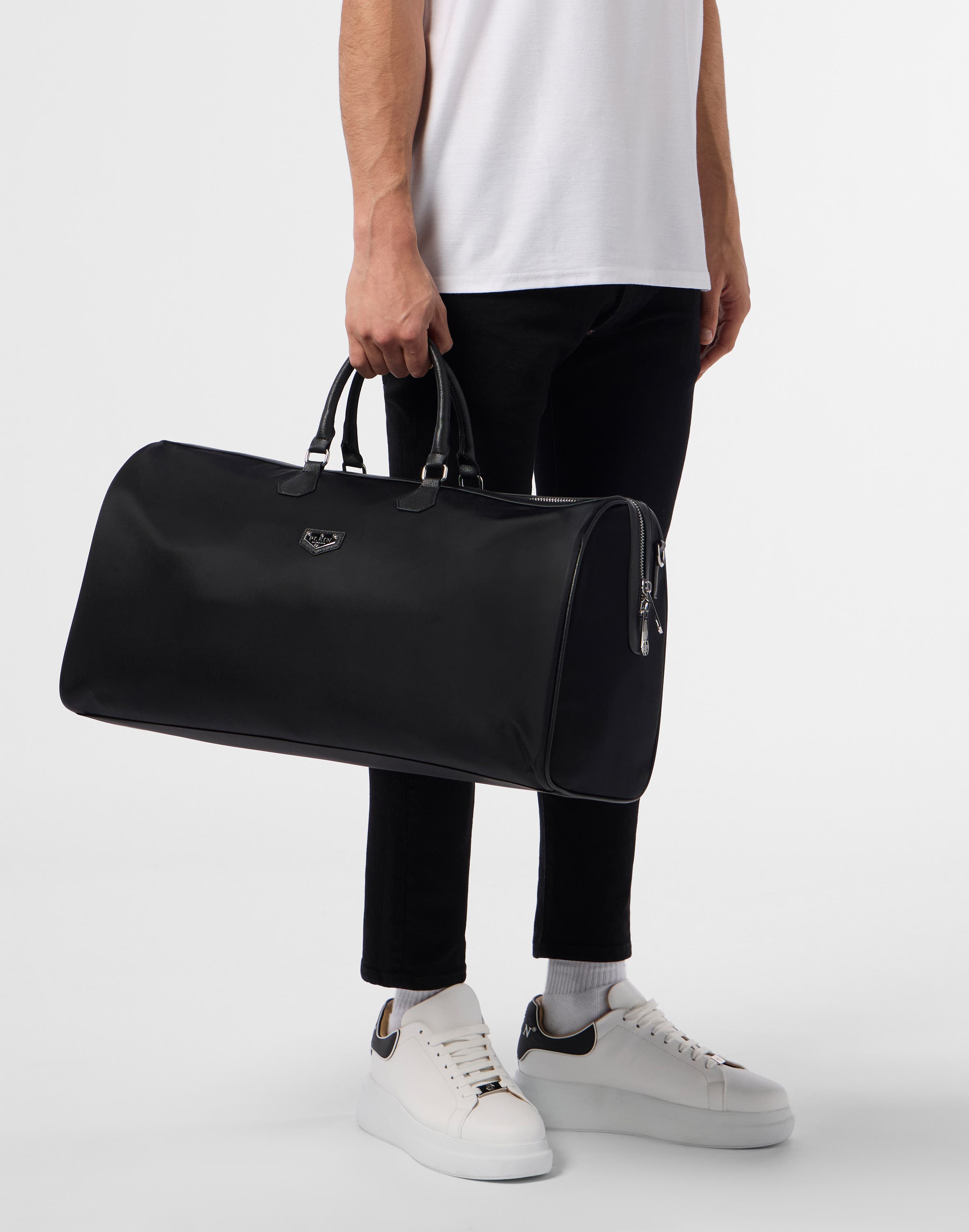 Nylon Weekend Bag Men, Main, color, black