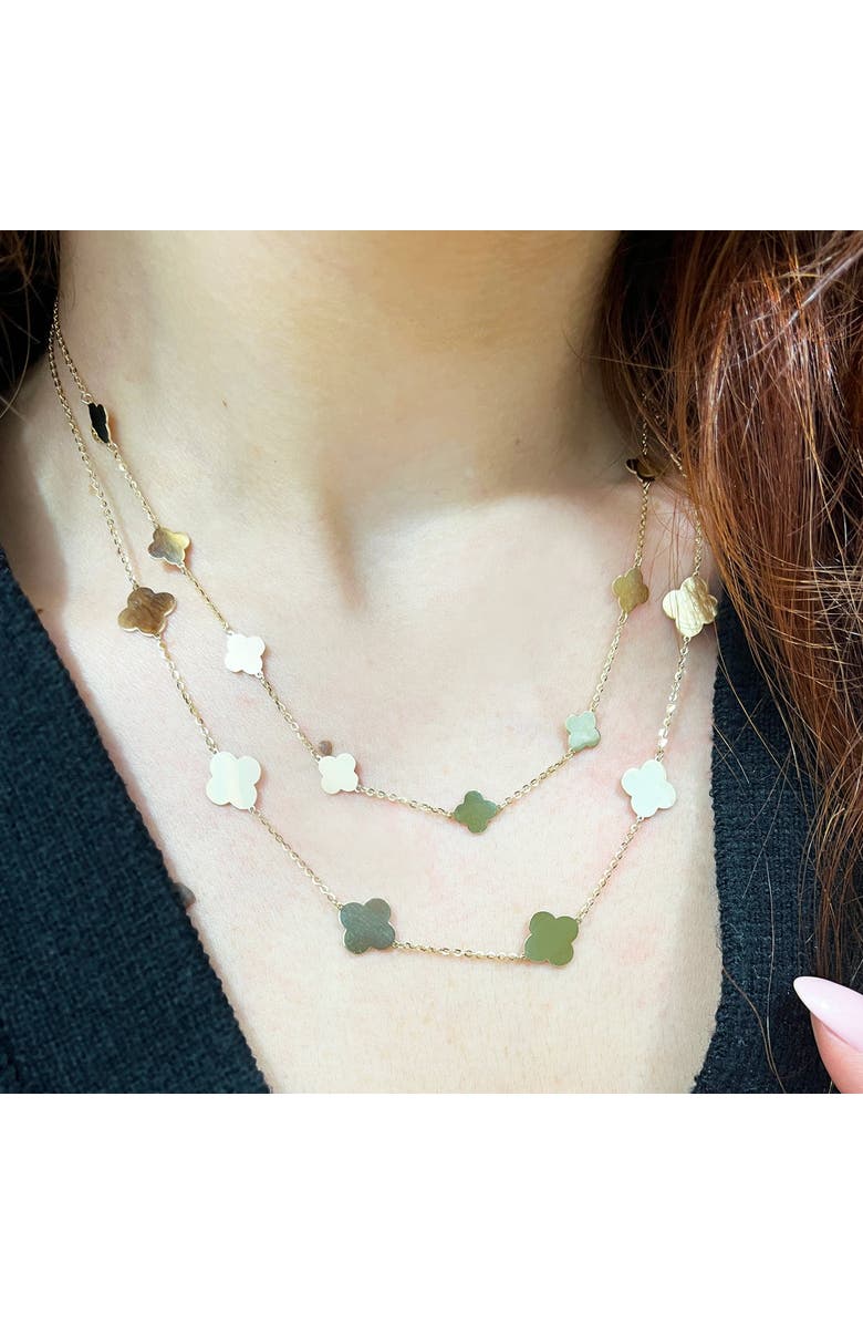 The Lovery Fine Jewelry Small Gold Clover Necklace, Alternate, color, Gold