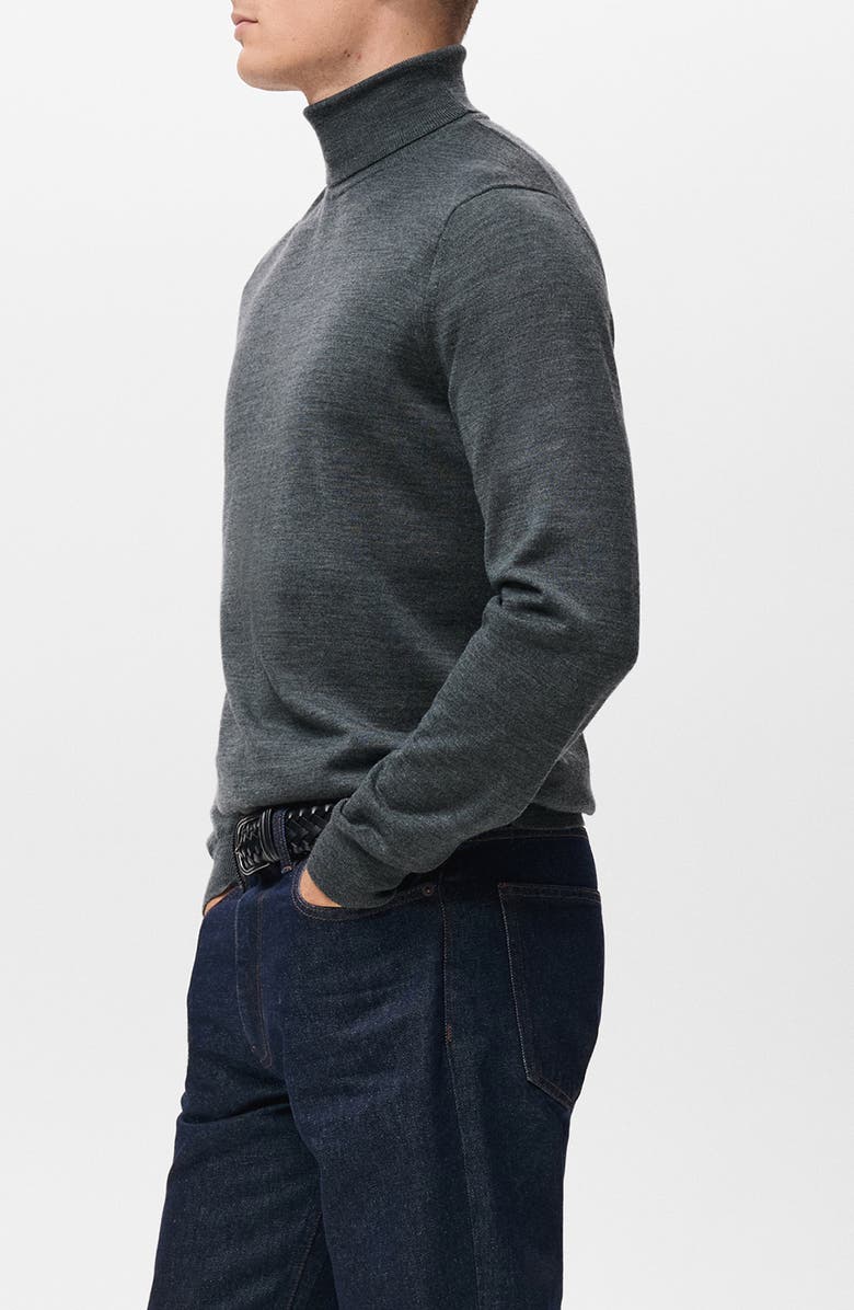 MANGO Turtleneck Wool Sweater, Alternate, color, Medium Heather Grey