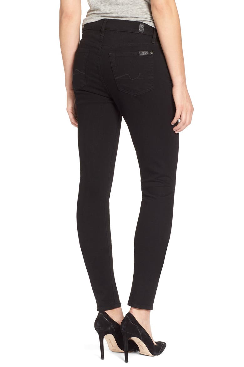 7 For All Mankind® Skinny Jeans, Alternate, color, BLACK