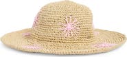 Steve Madden Floral Embroidered Straw Floppy Hat