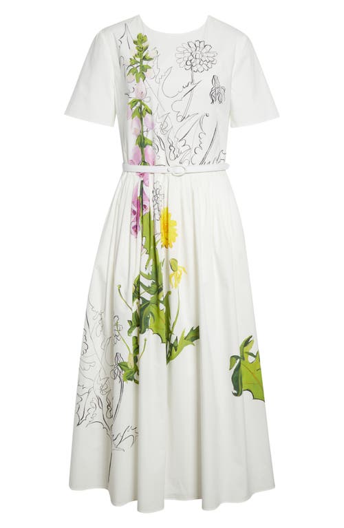 Oscar De La Renta Foxglove Cotton-blend Poplin Midi Dress In White