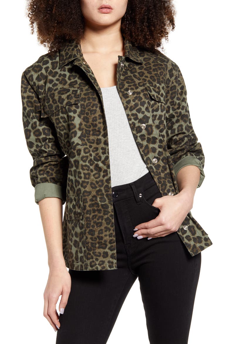Camo Snap Front Jacket, Main, color, SAGE LEOPARD 001