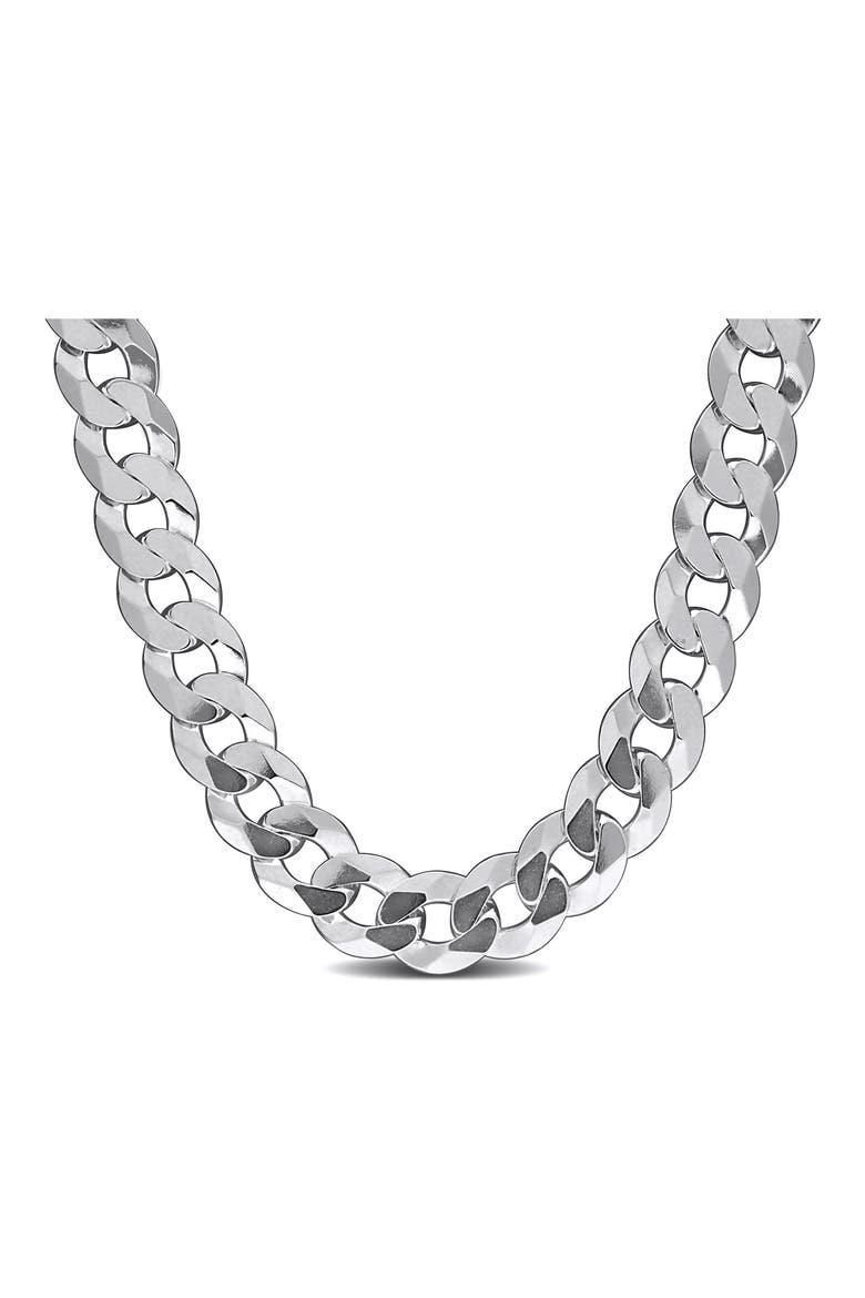 Sterling Silver Bevel Curb Chain Necklace, Main, color, SILVER