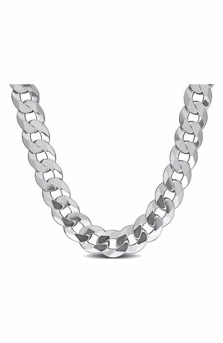 DELMAR Sterling Silver Bevel Curb Chain Necklace
